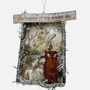 Handmade Winter Wonderland Owl Winter Scene Matchbox Ornament Christmas